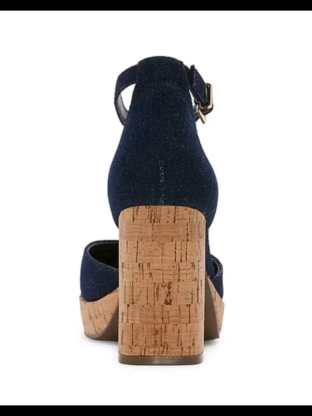 Worthington Denim Panama Cork Block Heel Boho Pumps Shoes Strappy Size 10M